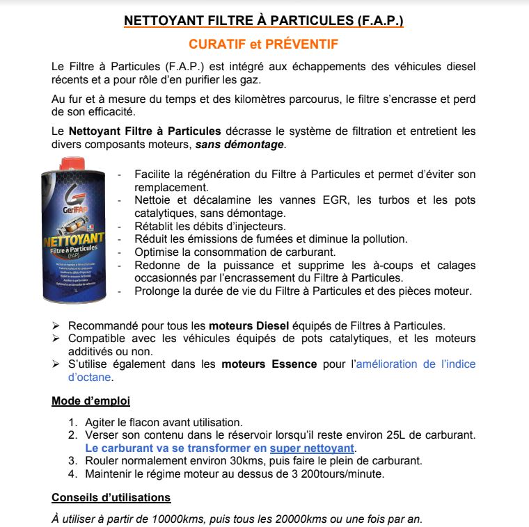 NETTOYANT FILTRE A PARTICULES - ItexFrance
